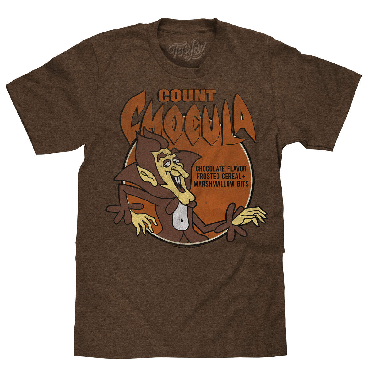 Count Chocula Distressed Monster Cereal Logo T-Shirt - Heather Brown