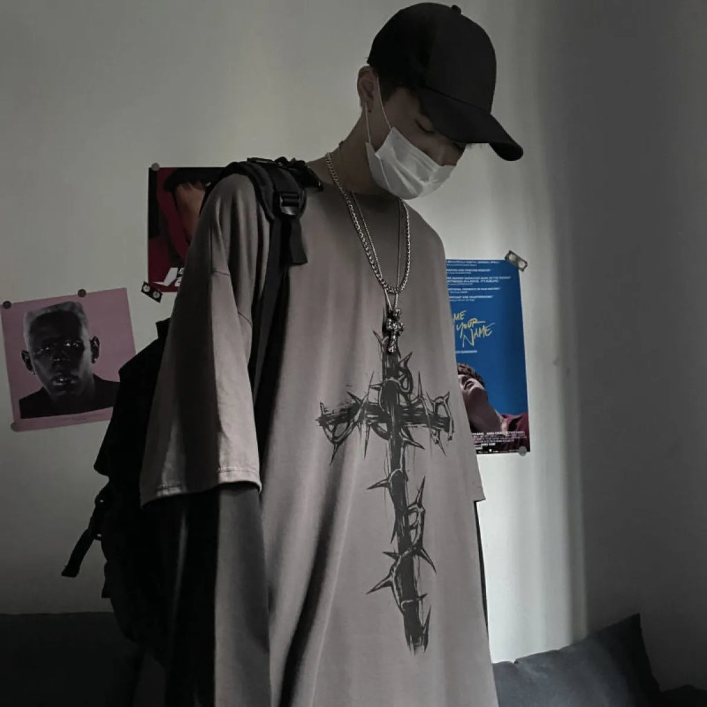Gothic Cross Oversized T-shirt