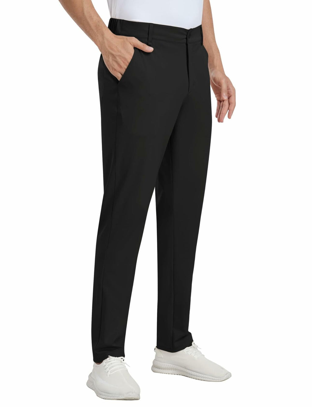MoFiz Men's Golf Pants Stretch Slim Fit Lightweight Comfy Light Khaki Size 38